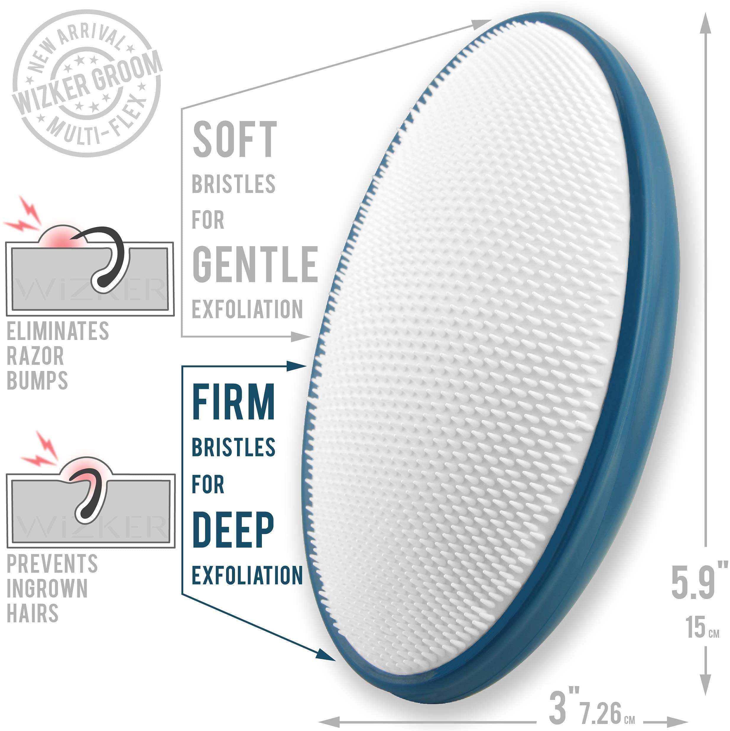 WIZKER Premium ingrown hair exfoliating brush prepares skin for shaving, waxing, laser, or dermaplaning