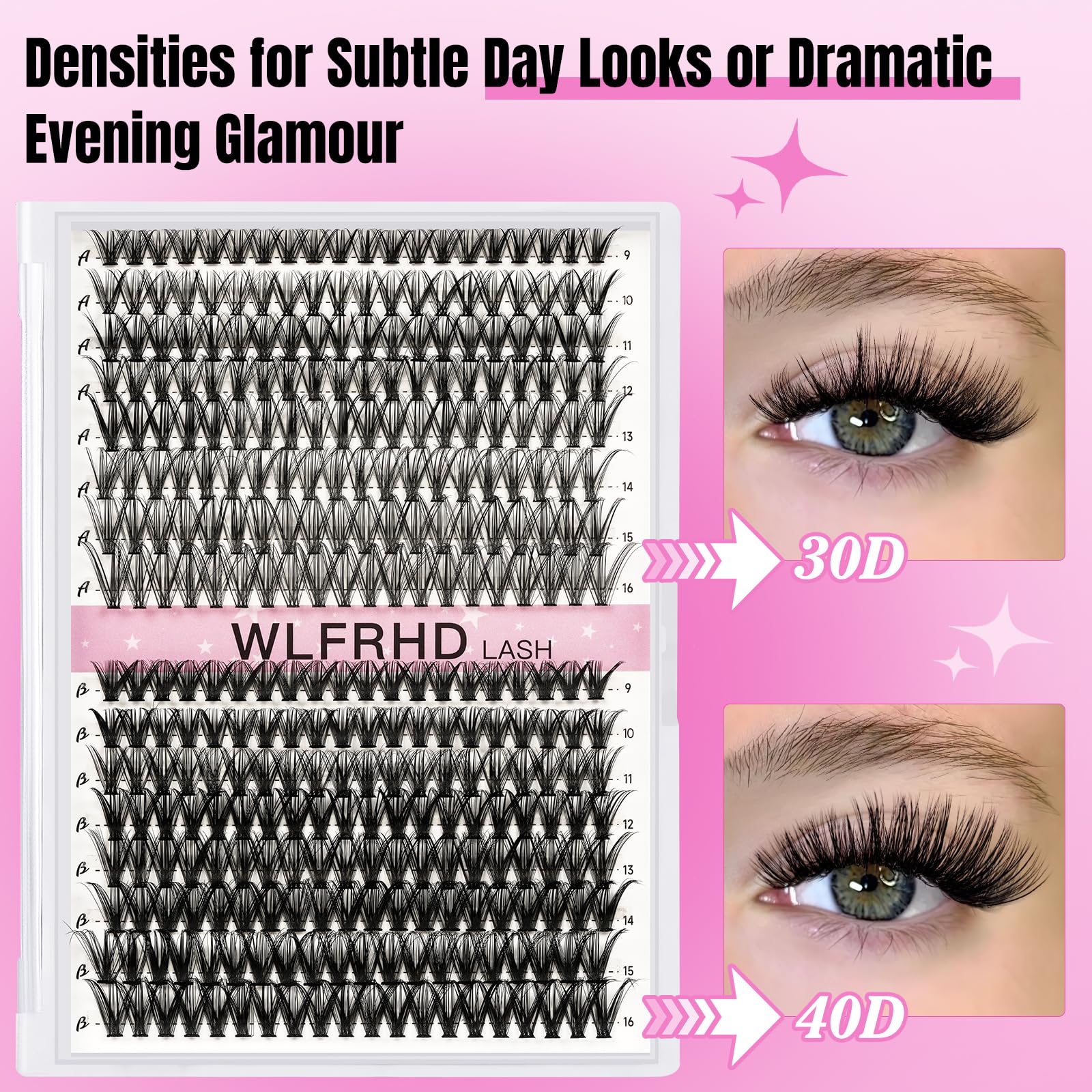 WLFRHD natural wispy clusters enhancing eyes with lightweight, comfortable dramatic effect.