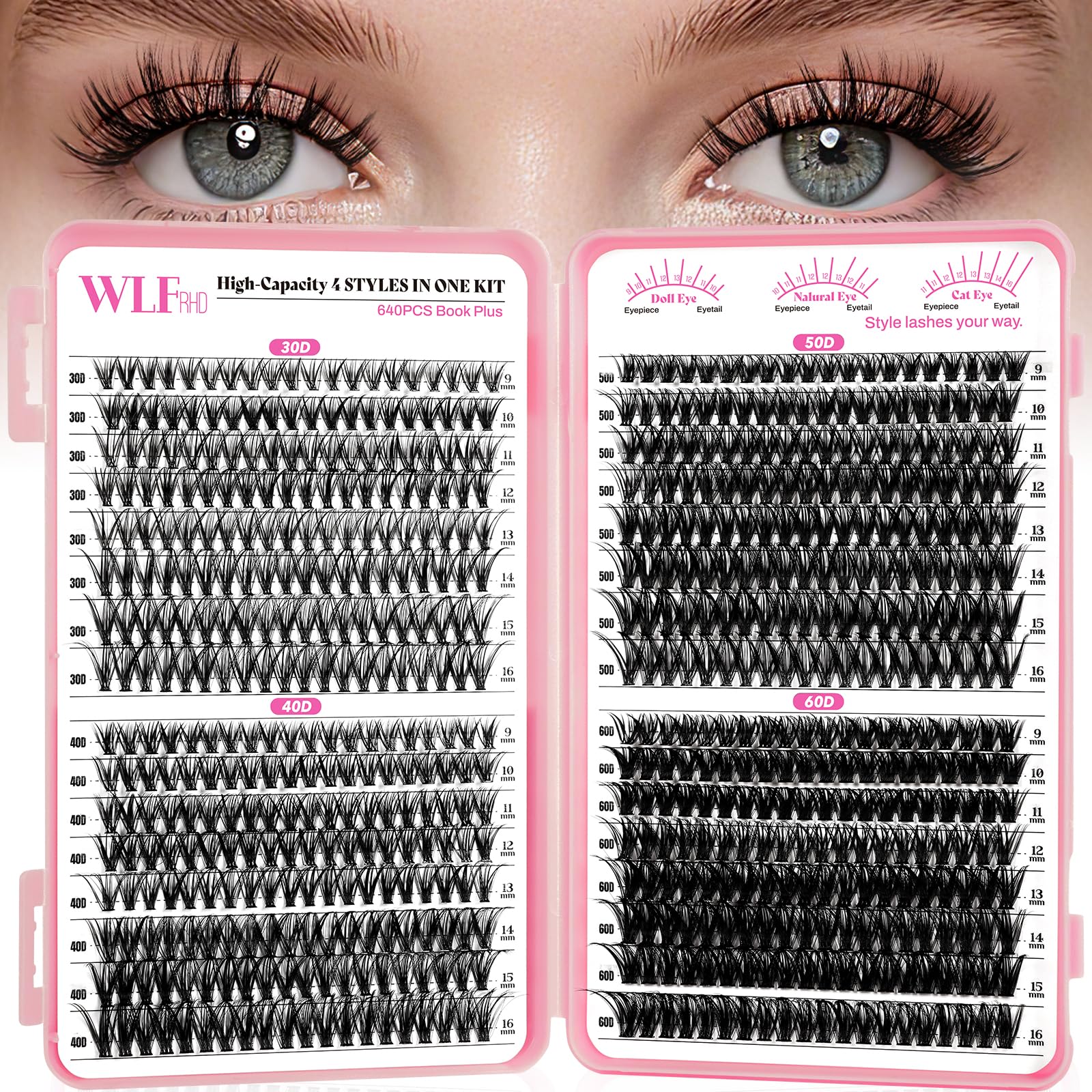 WLFRHD WLF Lash Clusters book-set display for easy organization and variety