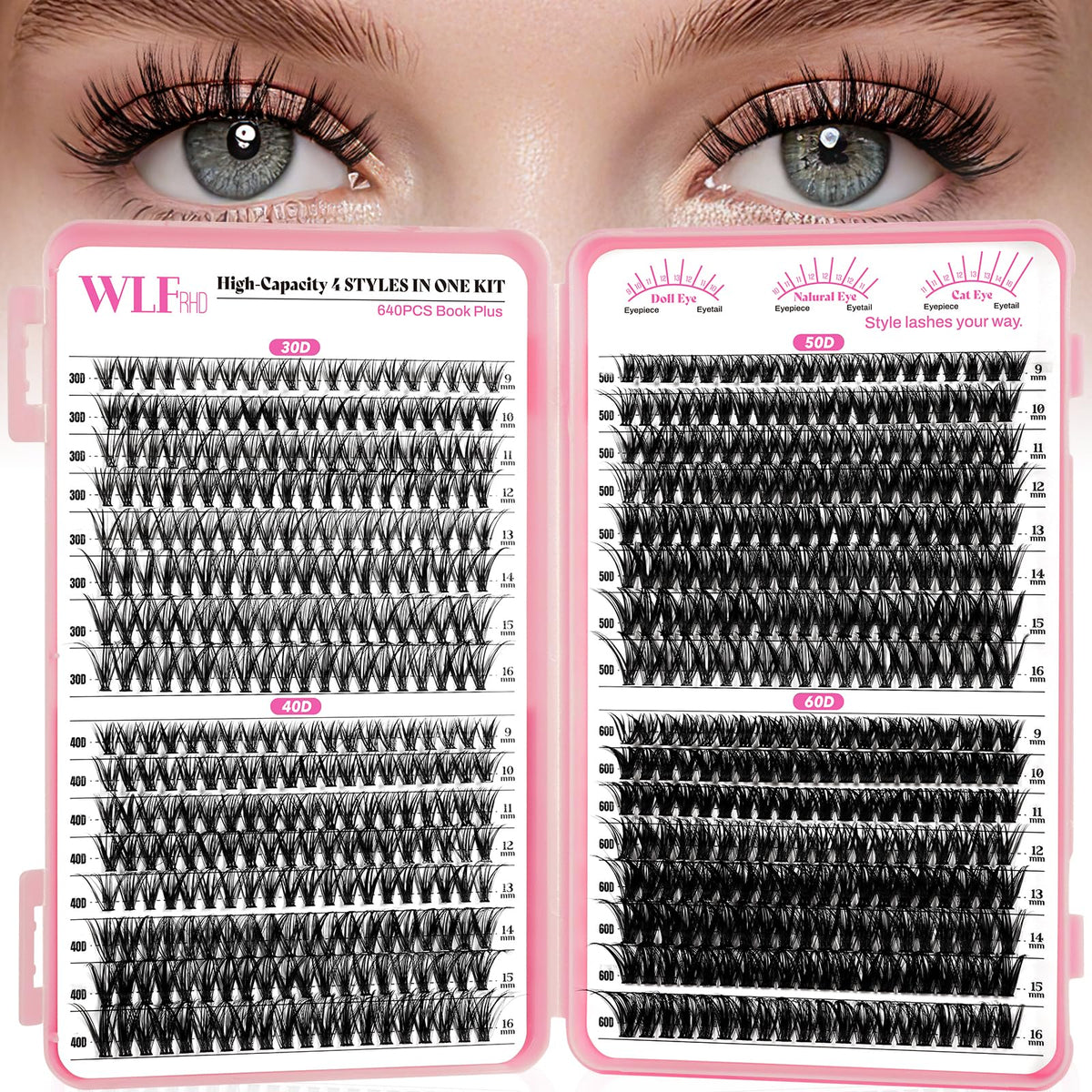 WLFRHD WLF Lash Clusters book-set display for easy organization and variety