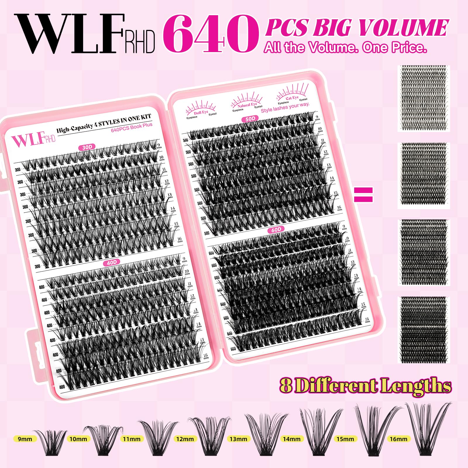 WLFRHD WLF Lash Clusters D-curl texture for natural lift