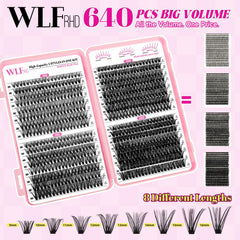 WLFRHD WLF Lash Clusters D-curl texture for natural lift