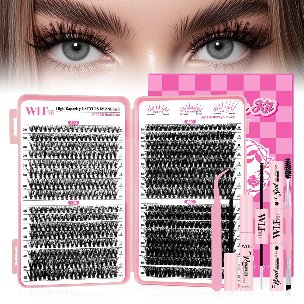 WLFRHD WLF Lash Clusters Kit case with 640 clusters for home salon results