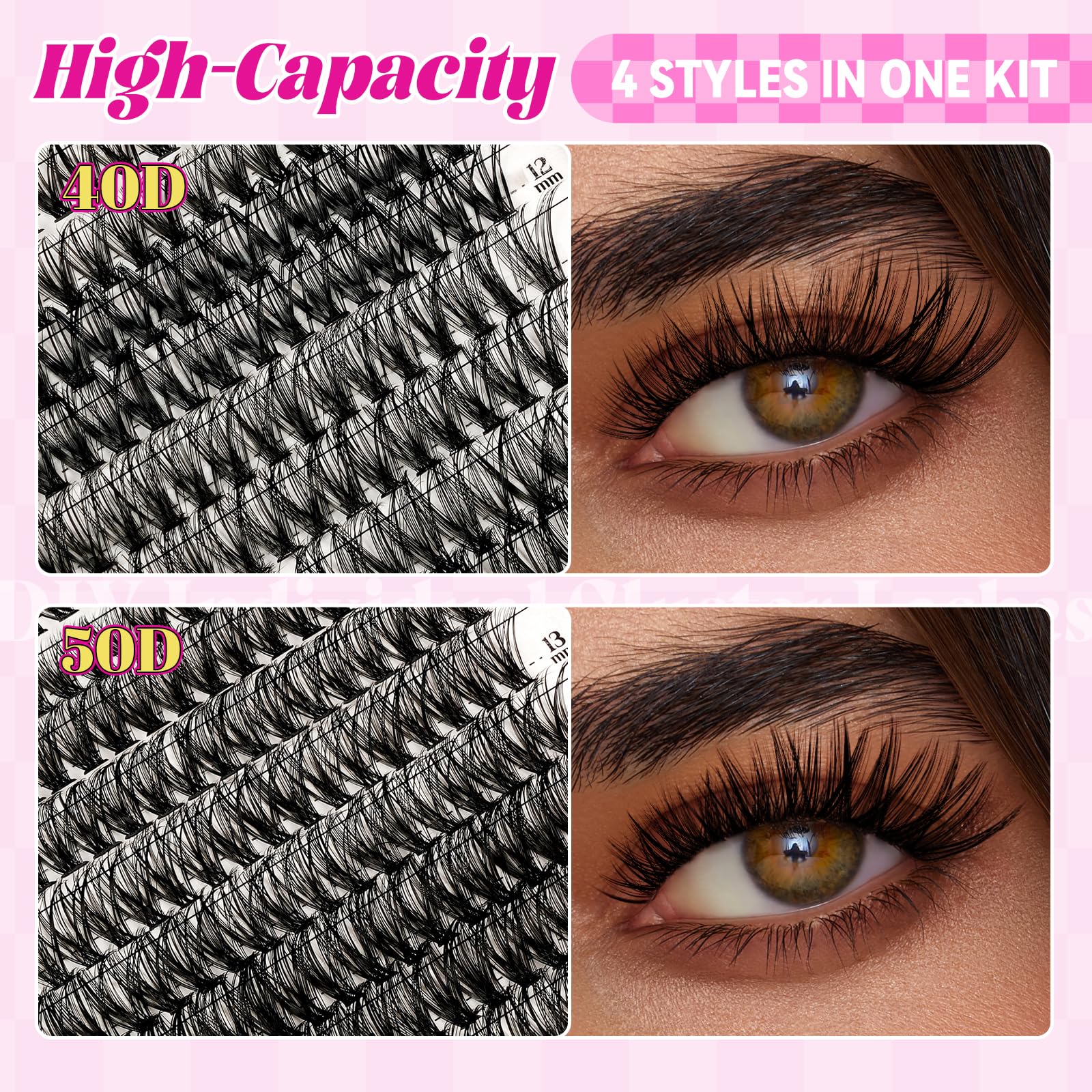 Mixed-length lash clusters 9-16mm create varied eye shapes.