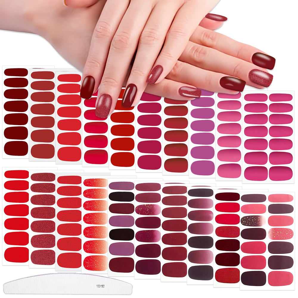 WOKOTO gradient red-pink nail wraps for elegant gradient nails and long wear