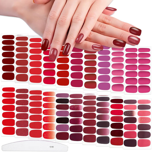 WOKOTO gradient red-pink nail wraps for elegant gradient nails and long wear