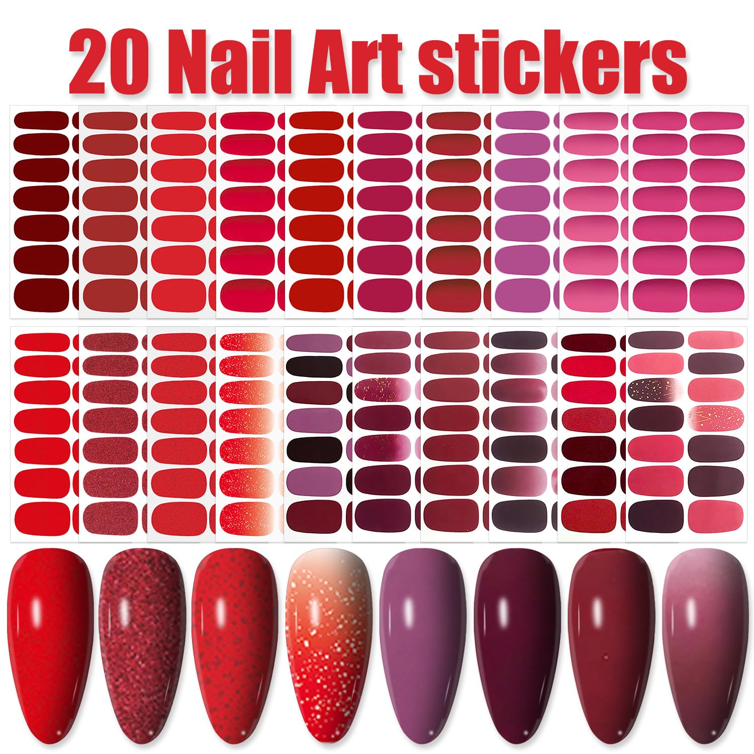 WOKOTO solid red nail wraps for bold color and quick application