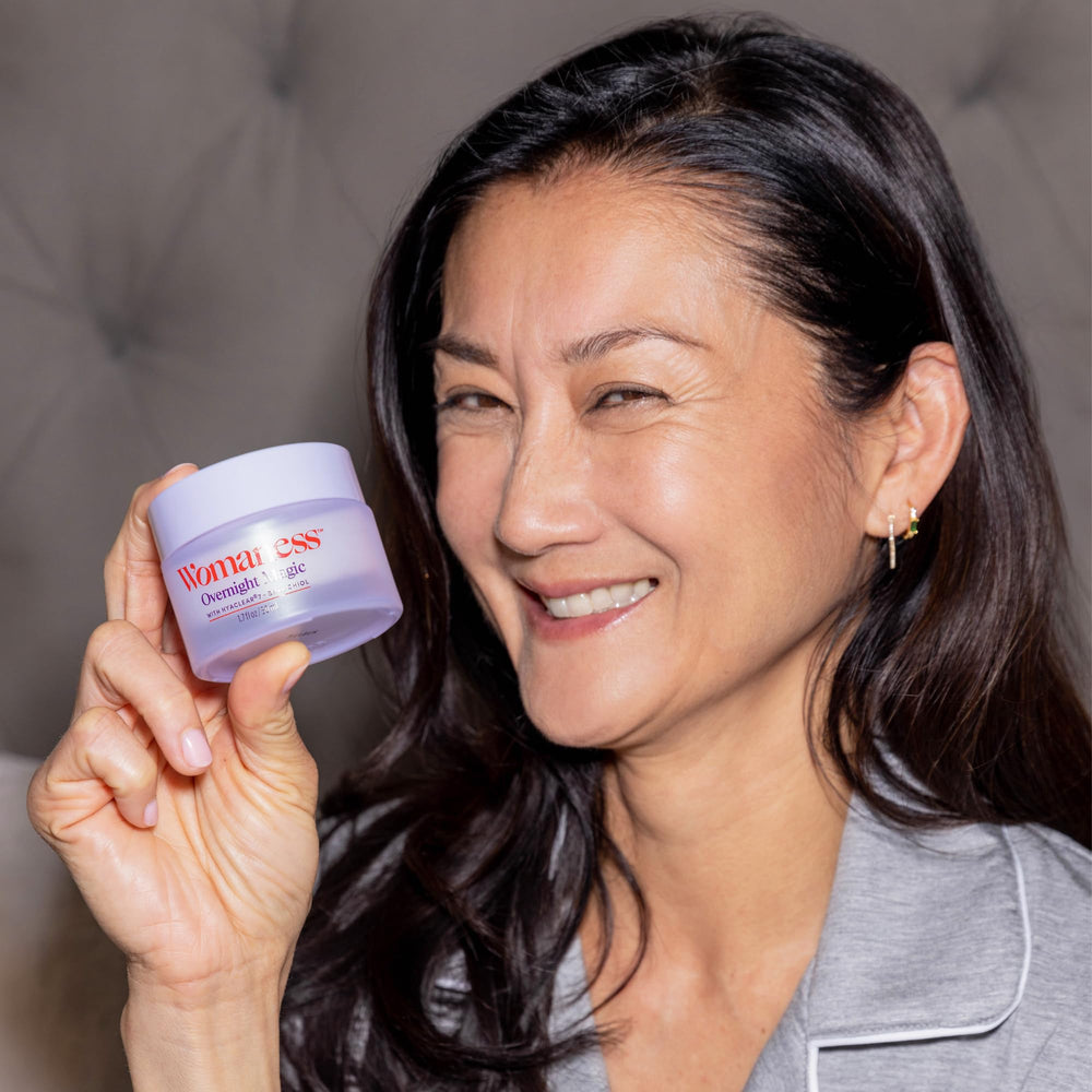 Womaness packaging indicates day and night use for versatile skincare routine.