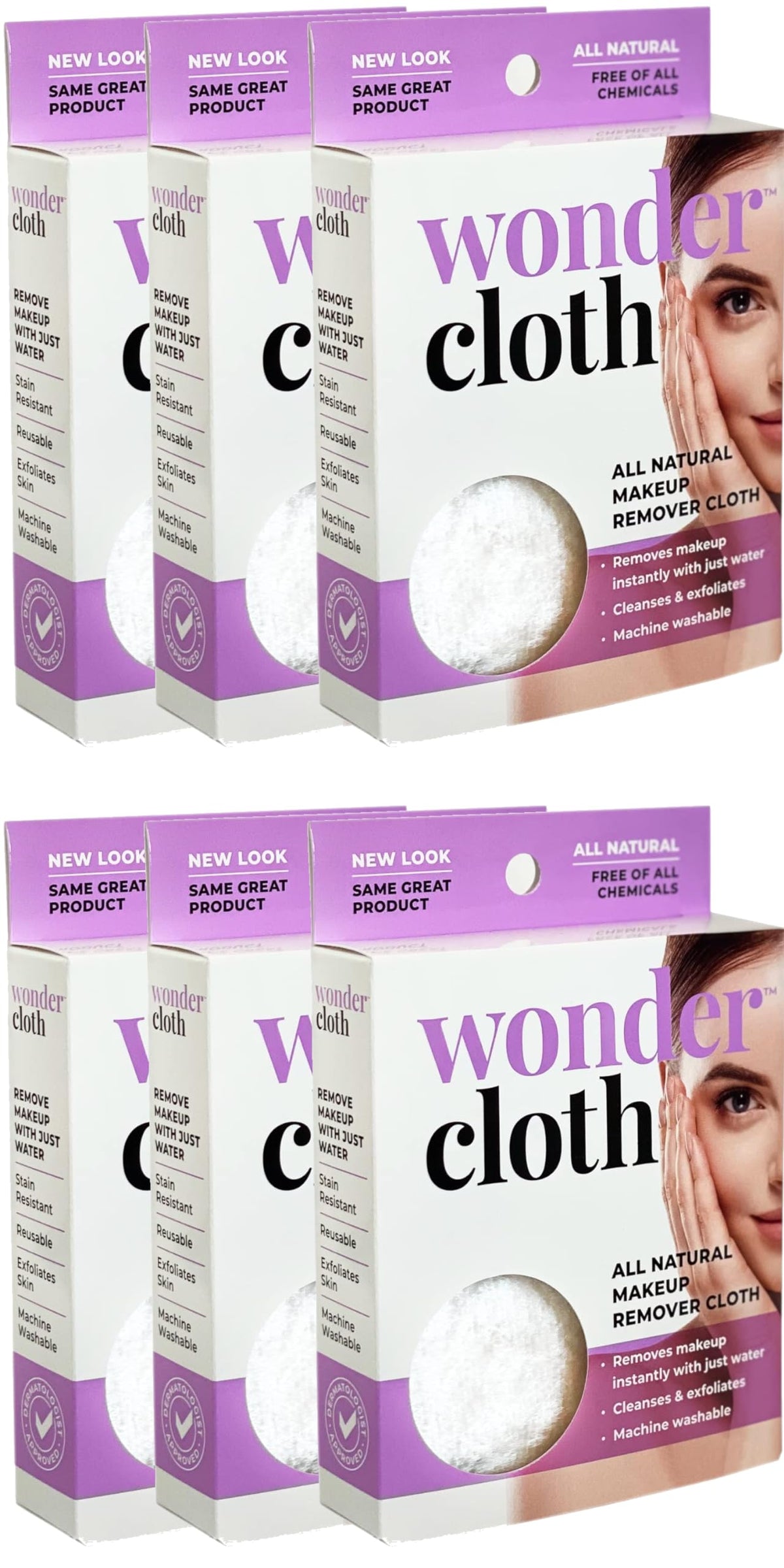 Wonder Cloth pack of 6 ready for easy makeup removal.