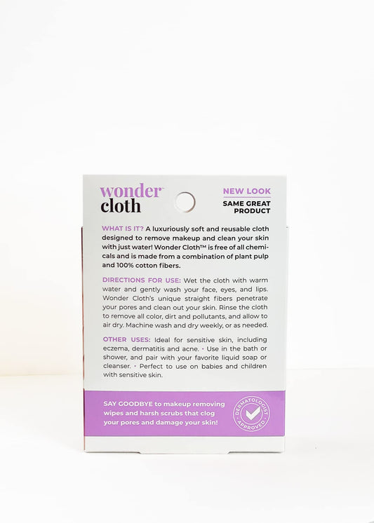 Wonder Cloth soft fibers exfoliate gently while removing makeup.