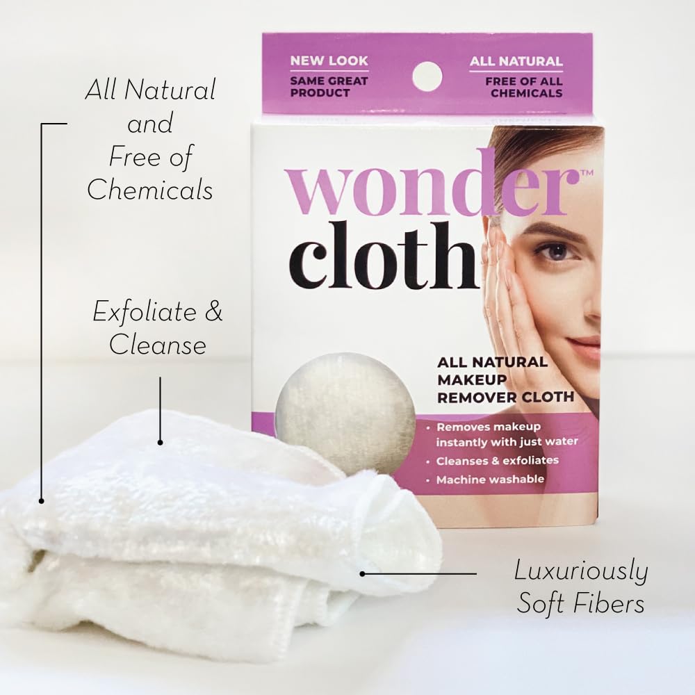 Wonder Cloth demonstrates water-only makeup removal on the face.
