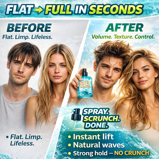 Close-up of Wonder Family texturizing sea salt spray for natural hold.