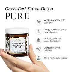 Wonderfat whipped tallow balm texture melts on skin for fast absorption