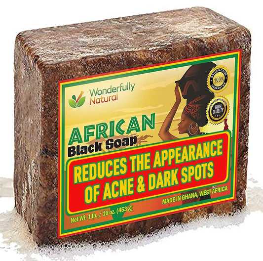 Wonderfully Natural African Black Soap bar for gentle daily cleansing
