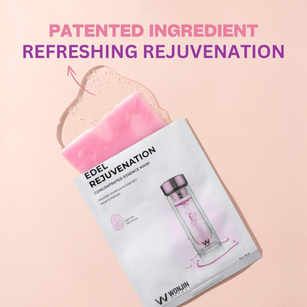 Wonjin Effect Edel Rejuvenation Mask application on skin with a dewy glow.