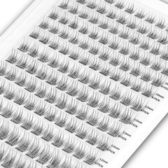 WONSIS self-adhesive lashes close-up with pre-glued clusters for quick styling.