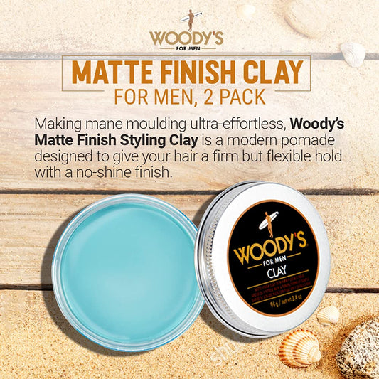 Woody's premium hair clay provides strong hold for all-day shape and control