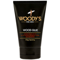 Woody's Wood Glue Extreme Styling Gel bottle for strong, long-lasting hold without flakes.
