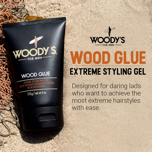 Woody's Wood Glue Extreme Styling Gel hair-spike focus for versatile, bold spikes.