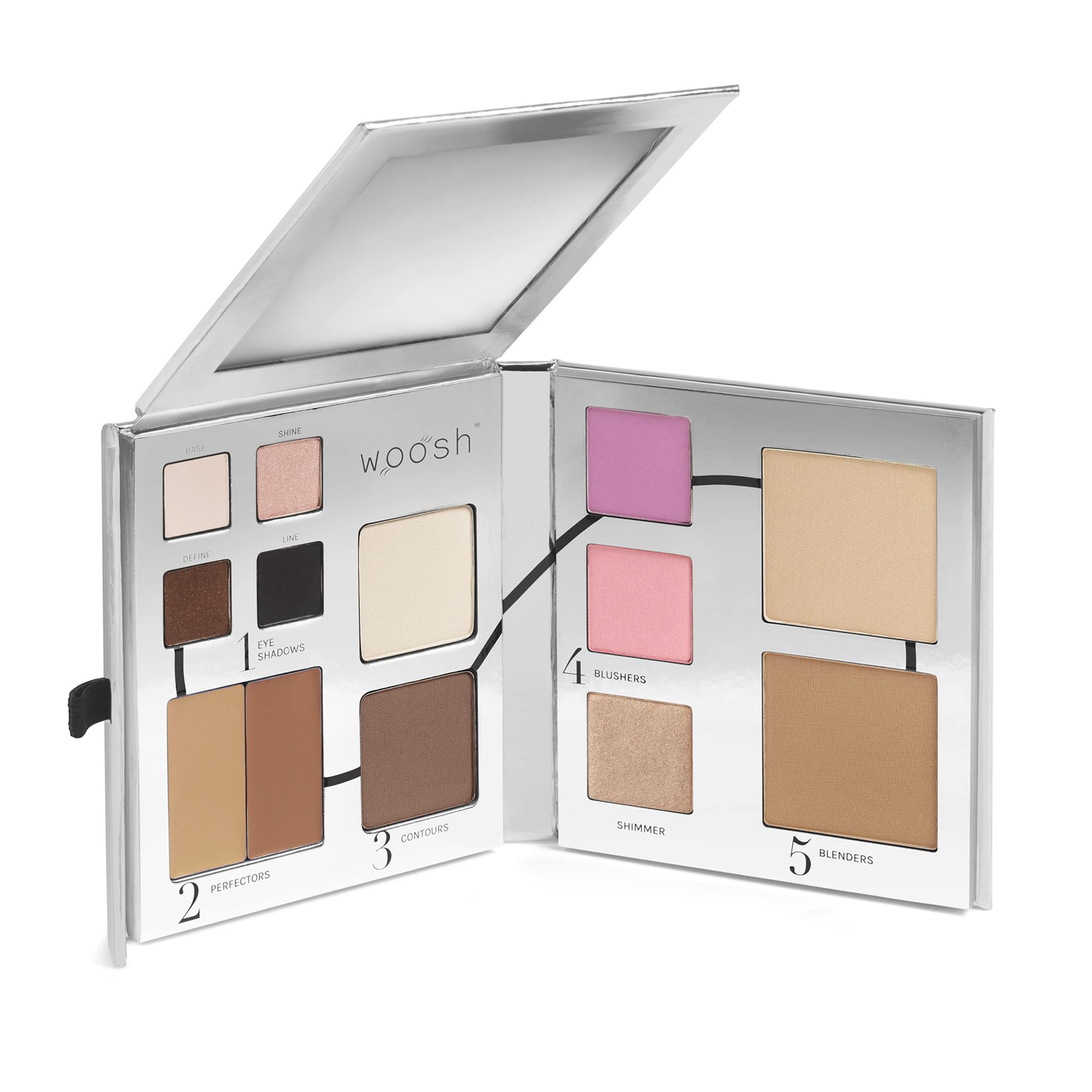 Woosh Fold Out Face Palette open with neutral creams for quick everyday makeup