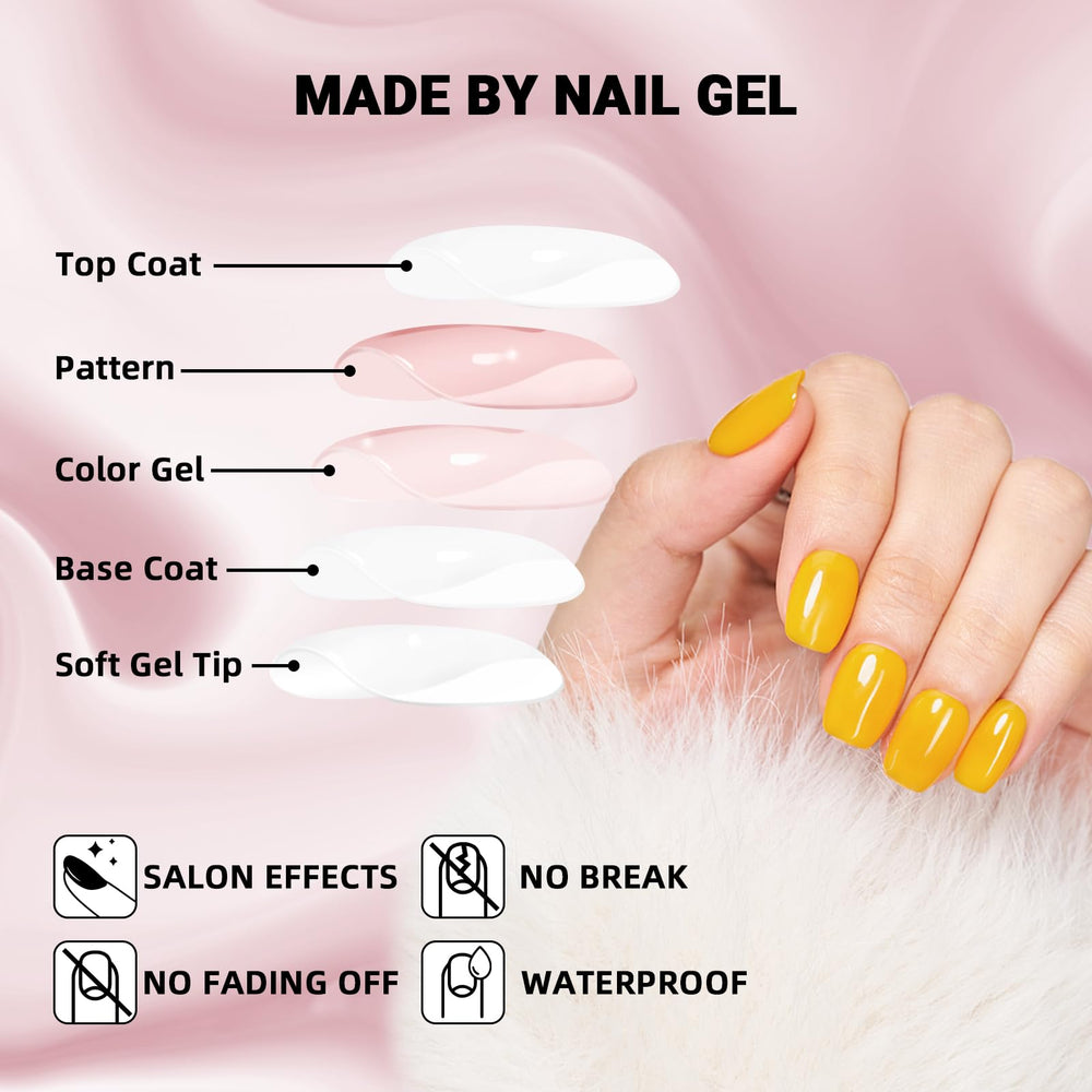 Wooyas nails kit includes glue and pads for secure wear.