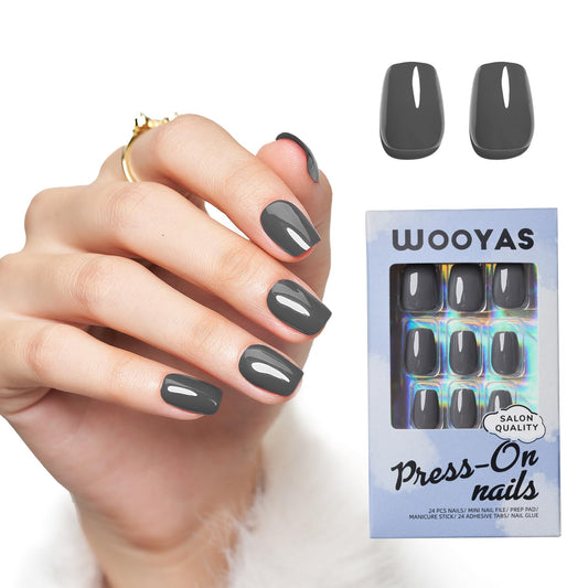 Wooyas glossy finish soft gel nails display premium salon look.