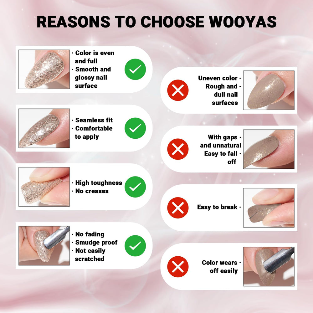 WOOYAS glossy finish resembles real nails for everyday wear
