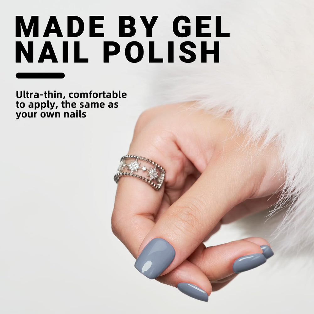 Step-by-step application of Haze Blue nails for quick at-home manicure