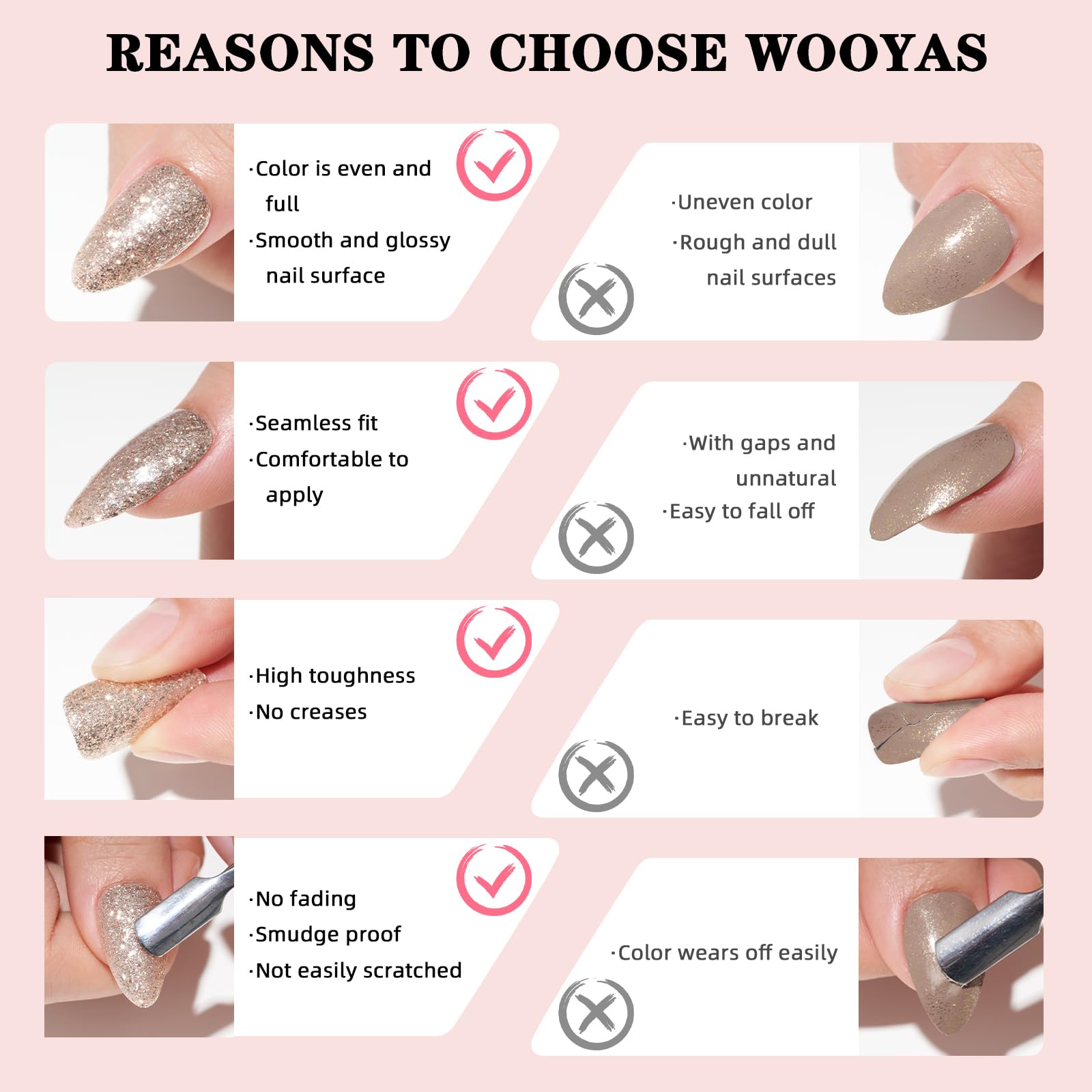 WOOYAS Matte almond nails for daily wear and special occasions.