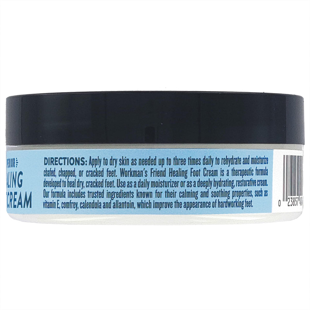A user applies WORKMAN'S FRIEND foot cream at night for daily care.
