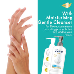 World Amenities Dove Hand Wash label close-up showing gentle formula.