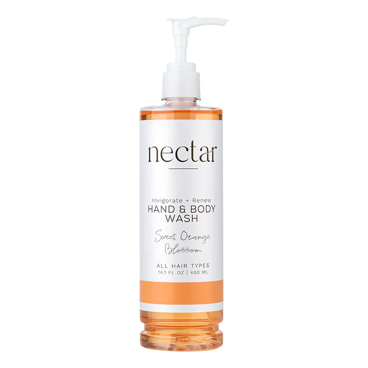 World Amenities Nectar Collection hand wash in pump bottle with tangy orange blossom fragrance for fresh hands.