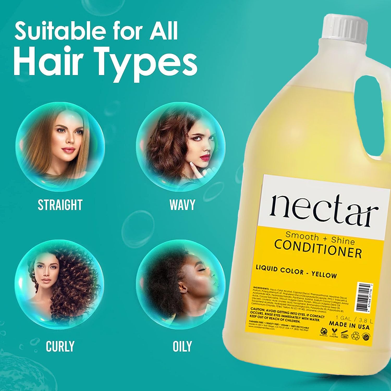World Amenities Nectar Conditioner application on hair ends helps tame frizz