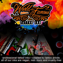 World Famous Tattoo Ink 12 Primary Color Kit3 crystal-flex sealed bottles for safety and purity