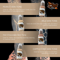 World Famous Tattoo Ink high-opacity skin tones designed for bold covers.