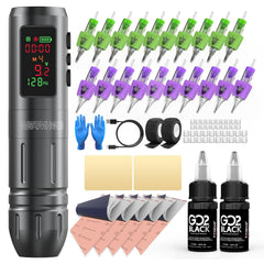 Wormhole Tattoo Gun Kit with 1600mAh battery for cordless sessions