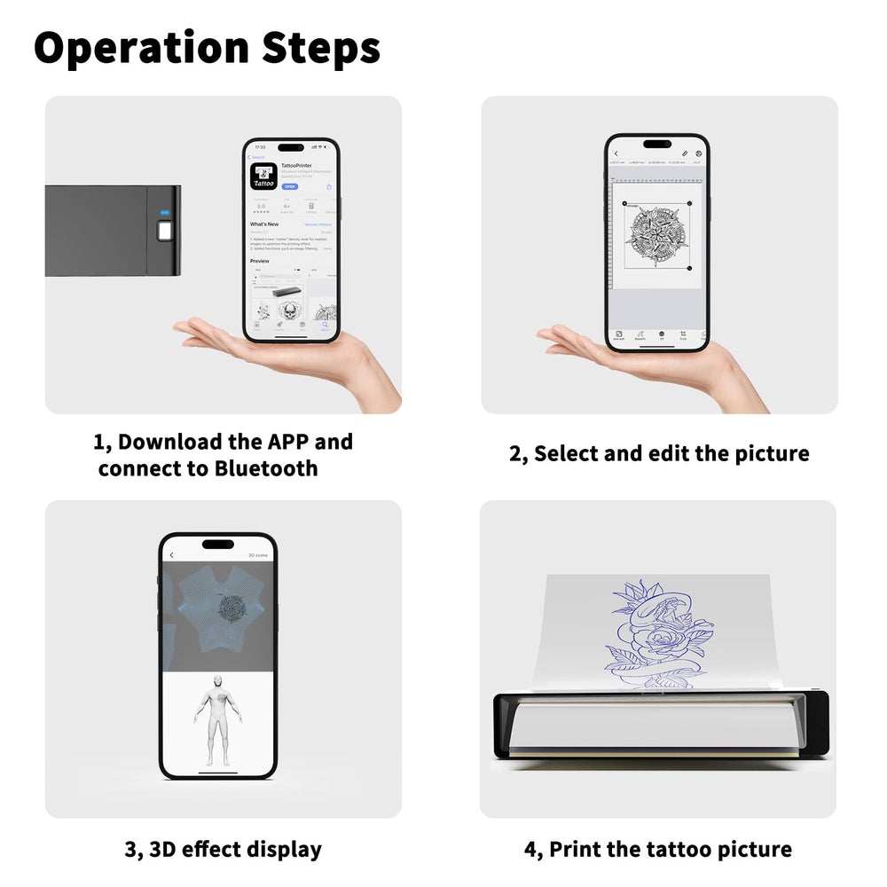 Wormhole Tattoo stencil printer app control for easy image editing