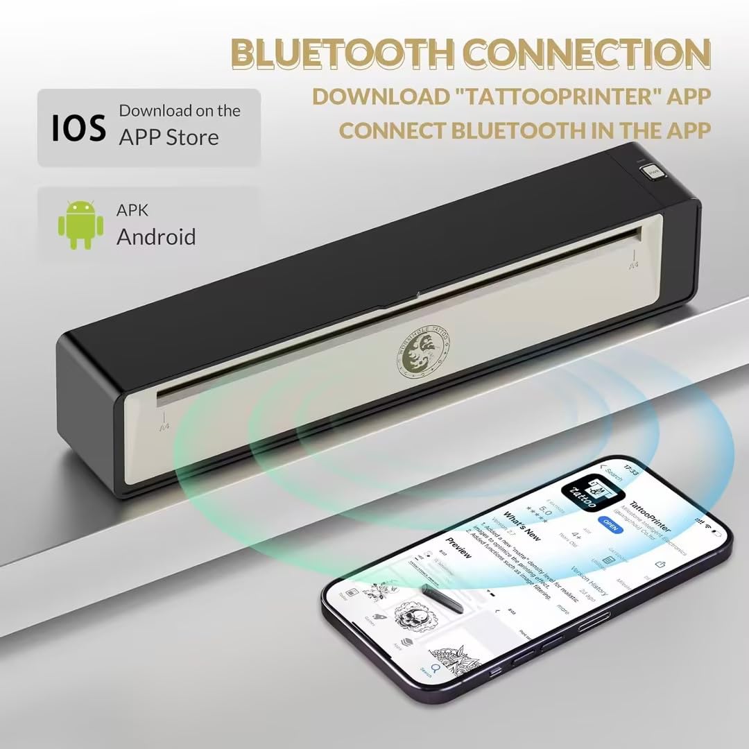 Wormhole Tattoo stencil printer wireless Bluetooth for cord-free sessions