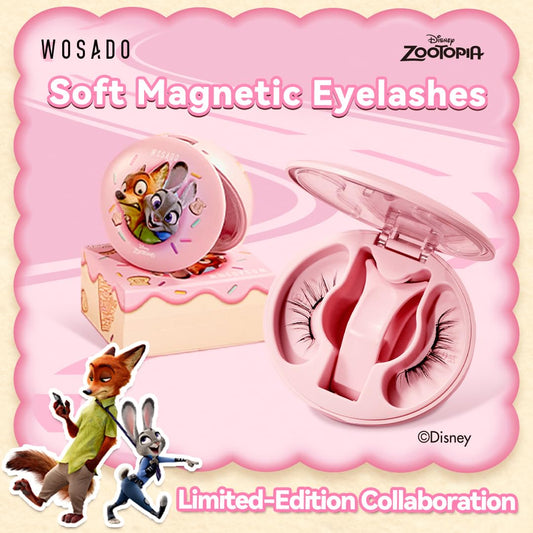 WOSADO Judy lashes application close-up showing magnetic attachment