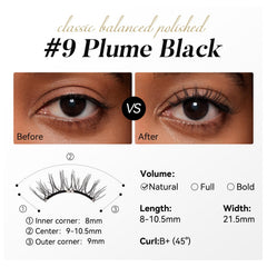 WOSADO V9 Plume Black close-up of reusable lashes in delicate strip.
