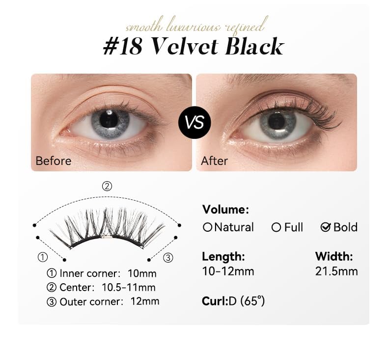 WOSADO waterproof Magnetic Lashes Velvet Black resist sweat and rain