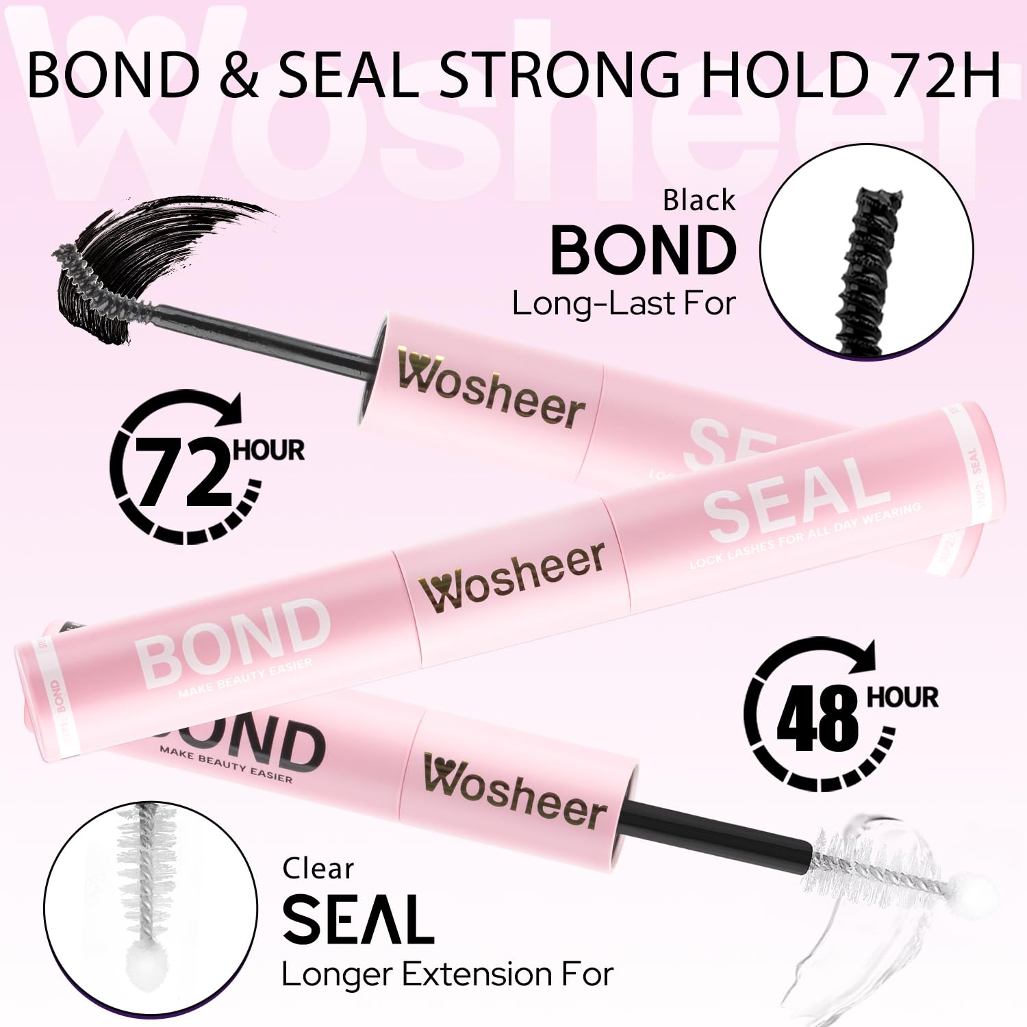 WOSHEER Lash Glue Brush-Application demonstrating high-density spiral brush