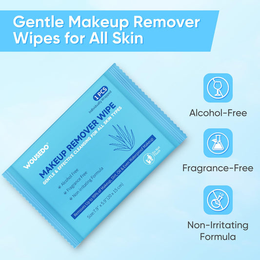 WOUSEDO aloe vera cleansing wipes soothe while removing makeup.