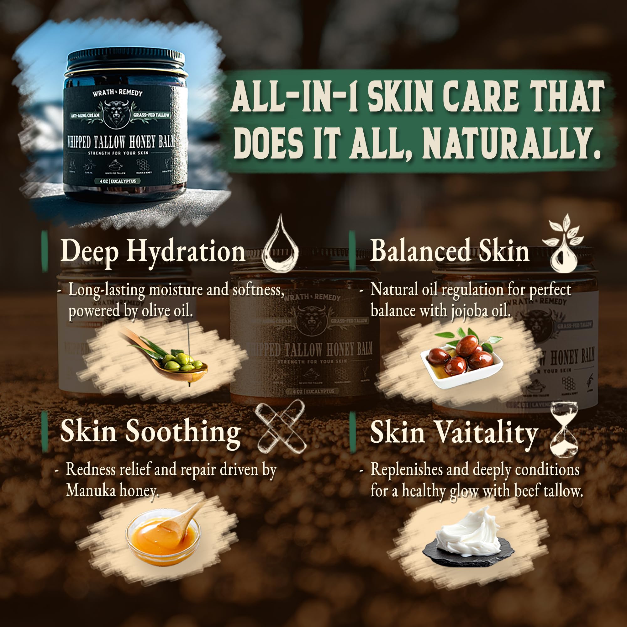Wrath & Remedy US-made skincare label on 4oz jar