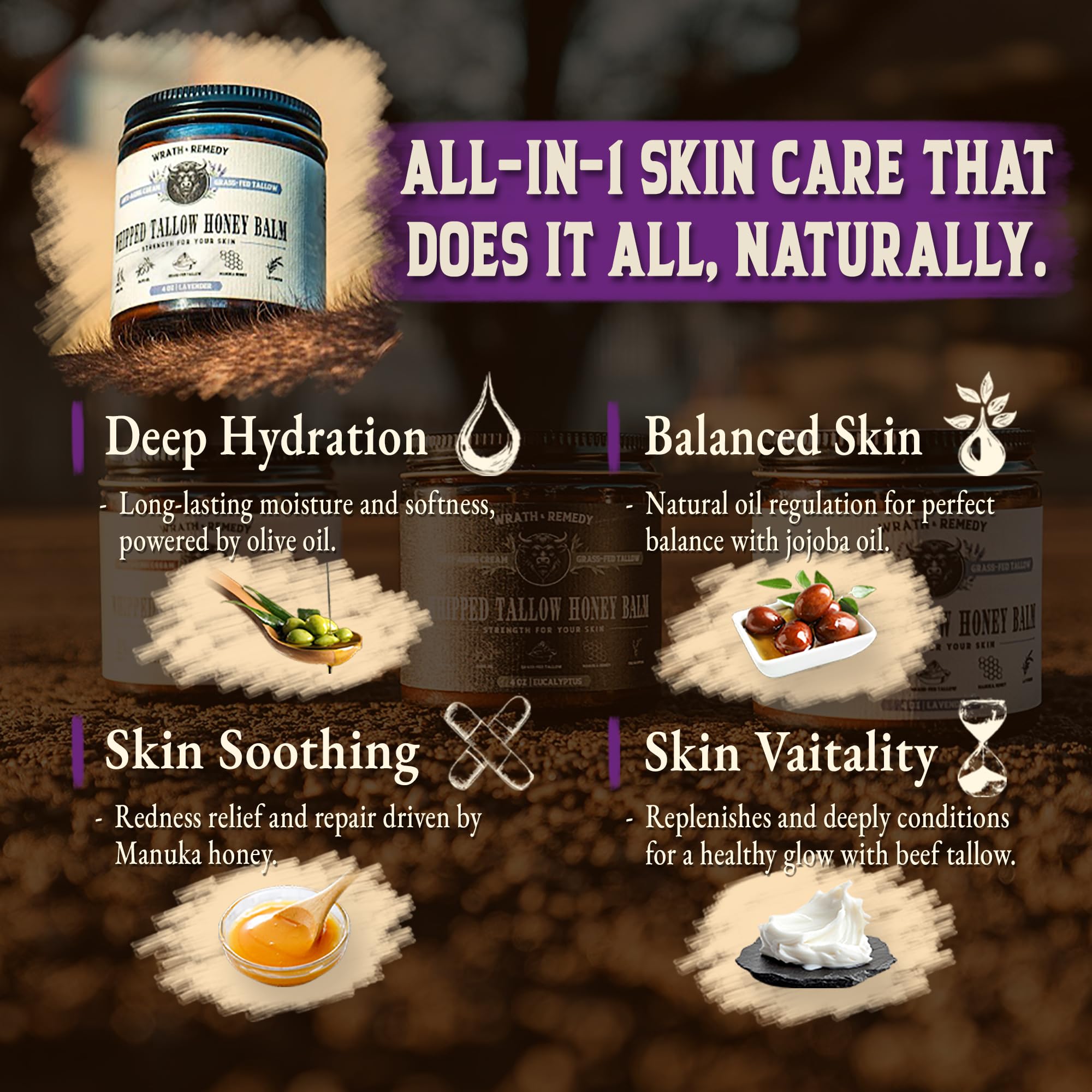 Wrath & Remedy whipped tallow honey balm application close-up