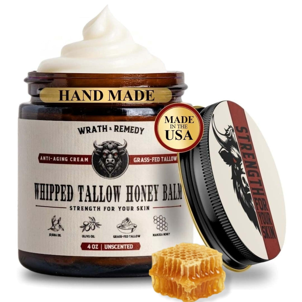Wrath & Remedy Whipped Tallow Balm jar close-up for deep hydration