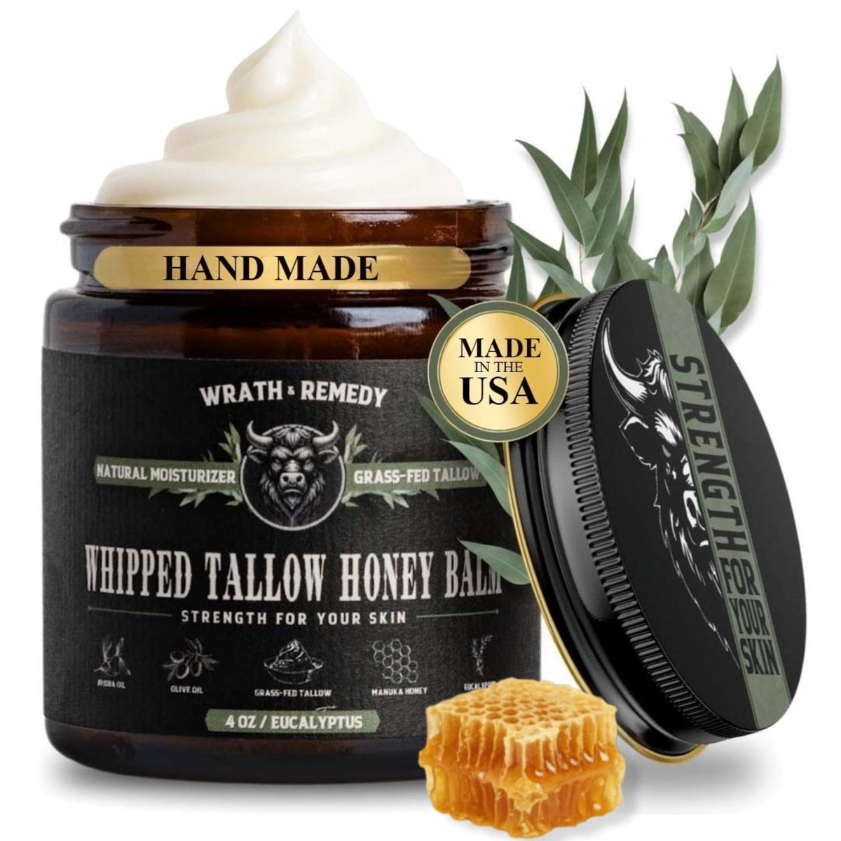 Wrath & Remedy whipped tallow honey balm jar for daily hydration