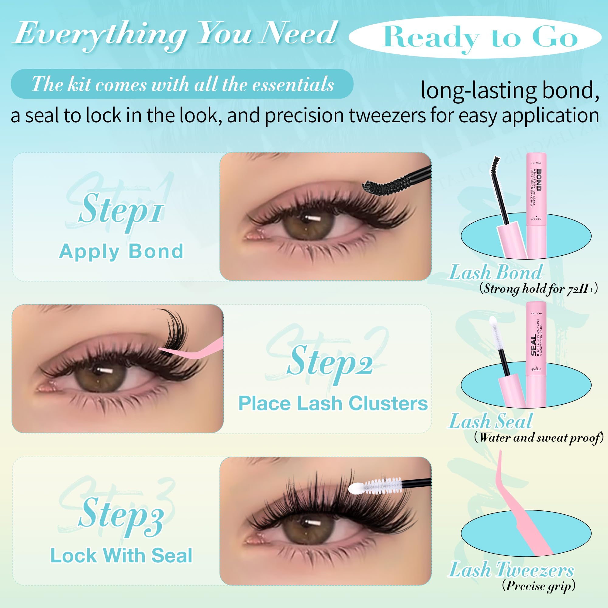 Wtvane lash clusters easy DIY application kit for artful lashes.