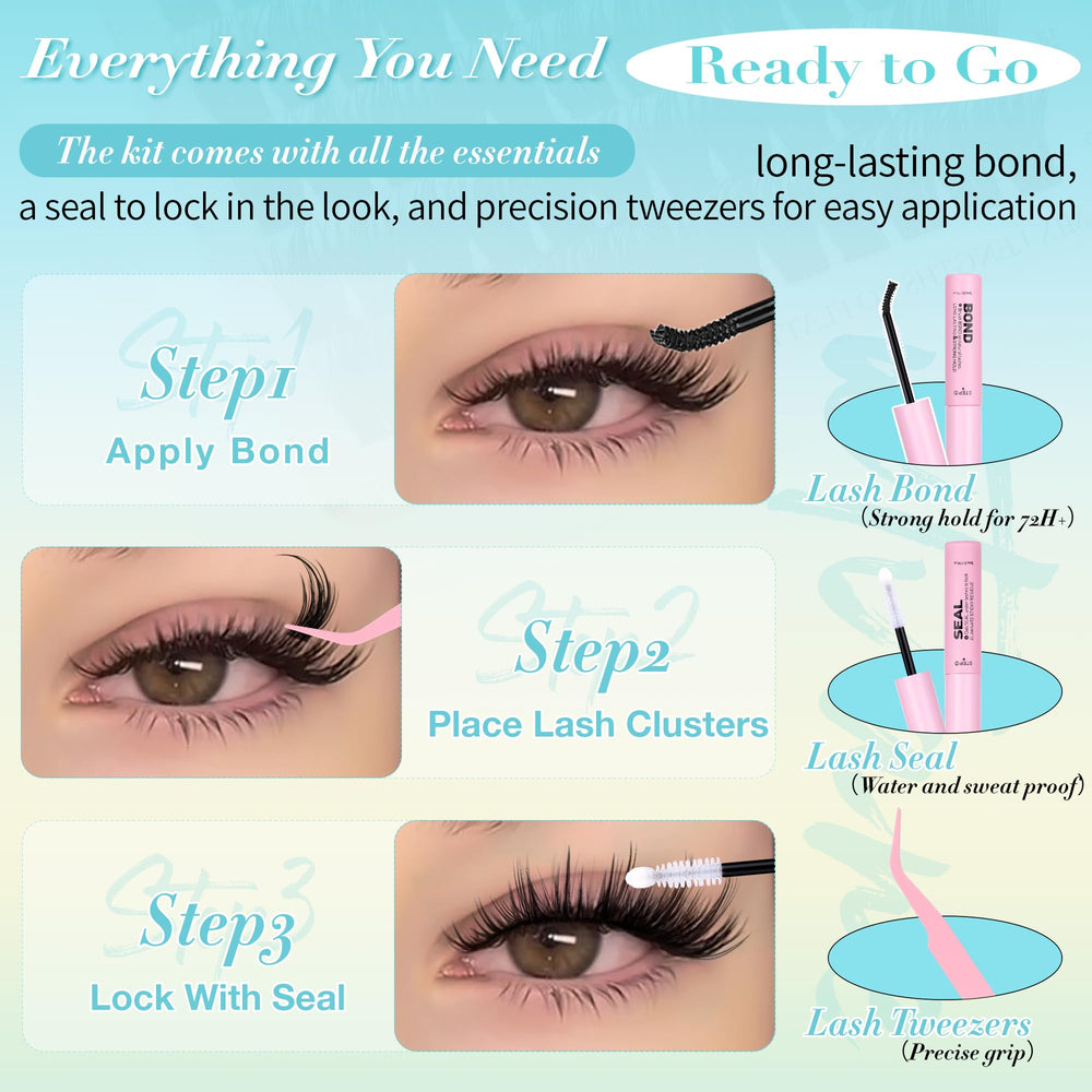 Wtvane lash clusters easy DIY application kit for artful lashes.