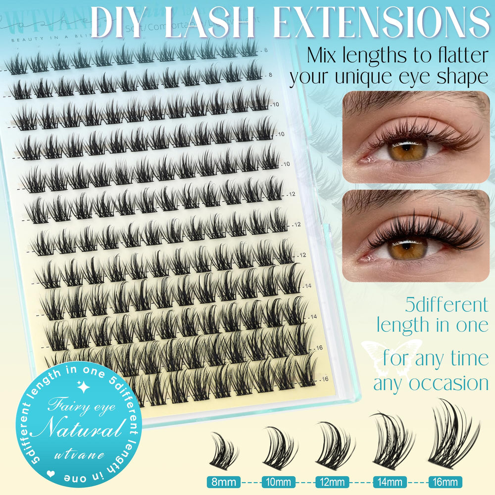 Wtvane lash clusters thin-band blends with natural lashes.